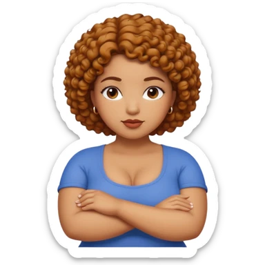 Curvy caramel skin woman with short curly natural hair arms Folded sticker