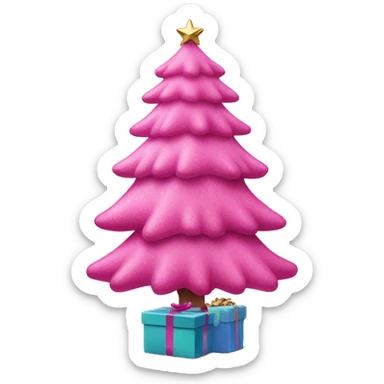 Pink Christmas tree with presents underneath  sticker