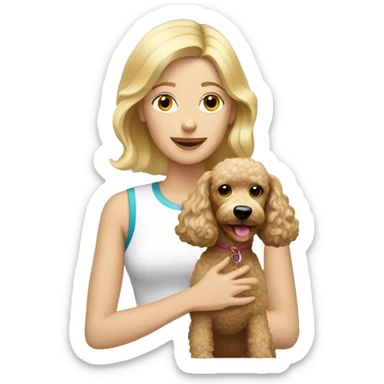blonde woman with poodle dog  sticker