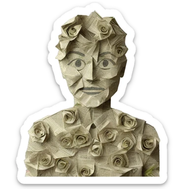 Person made of origami newspaper 420 roses hemp_leaves  sticker