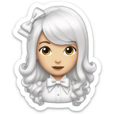 white hair bows sticker