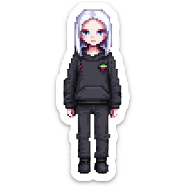 strange character with fashionable minimalist clothes sticker