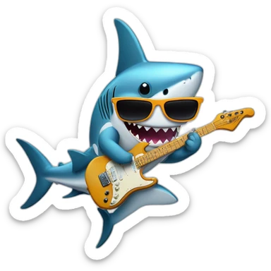 Shark with sunglases and an electric gitar sticker