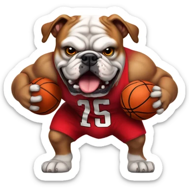 Aggressive Muscular Bulldog In red Basketball Jersey sticker