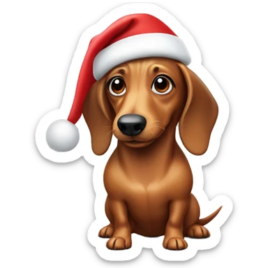 wiener dog in a santa hat sticker