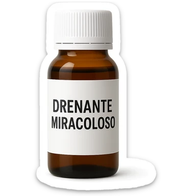 boccetta di drenante da bere, con la scritta "DRENANTE MIRACOLOSO" SULL'ETICHETTA sticker