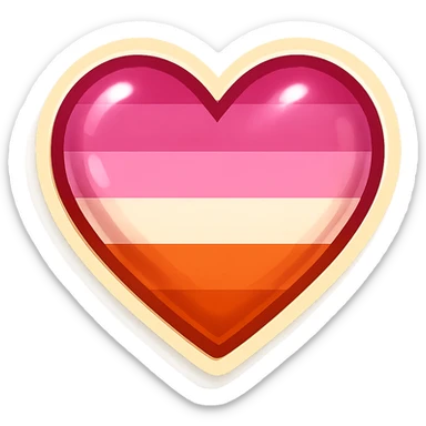 heart with lesbian pride flag colors, sticker style, soft drop shadow, outlined for sticker application sticker