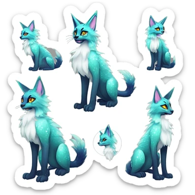 Epic Edgy Colorful ethereal eldritch Sergal-shiny sparkle Serval-Fionbri full body sticker