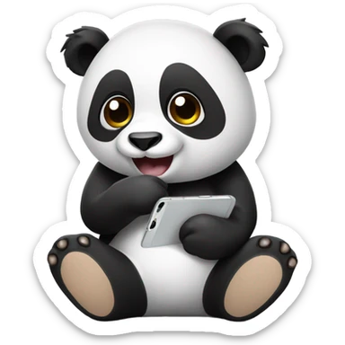 panda with iphone sticker