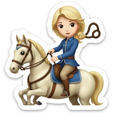 girl riding a horse holding a whip sticker