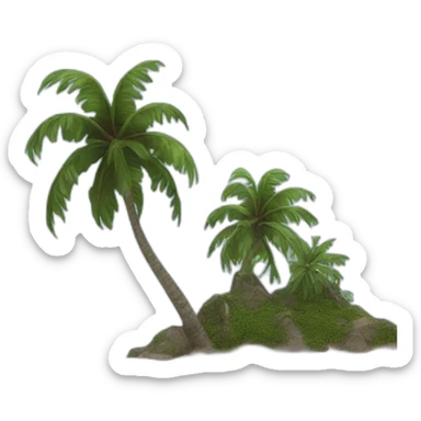 burgundy coloured palm, on a small island sticker