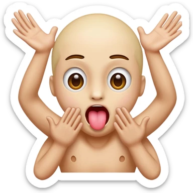 a face with tongue out and hands diving  sticker