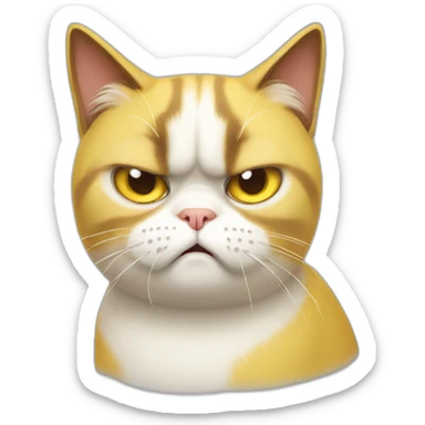 yellow and white grumpy cat sticker