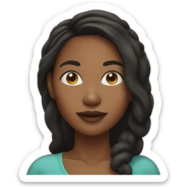 black woman with a round face and long dark hair and hoop earrings sticker