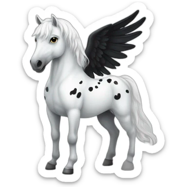 White horse with black spots and wings sticker