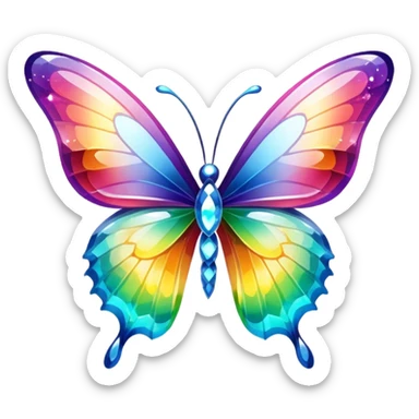 One Shiny-Colorful-Sparkly-Rainbow-Gradient-Crystal-Gem-Butterfly-Crystal-Fly sticker