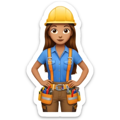 beautiful girl with long brown hair constructing new lounge room area with flat screen tv and couch sticker