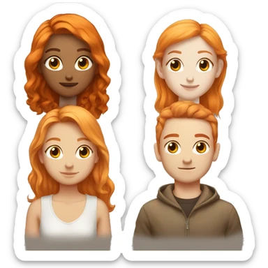 two best friends one with orange hair and pale and one with brown hair and pale sticker