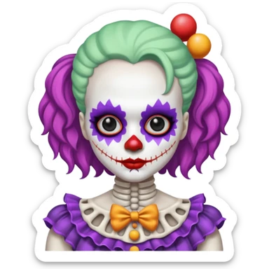 cute skeleton woman clown with makeup sticker