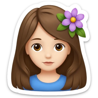 Ein braunhaariges Mädchen (glatte Haare ) mit einen Blume hinter dem ohr lange haare zur Seite kuckend  sticker