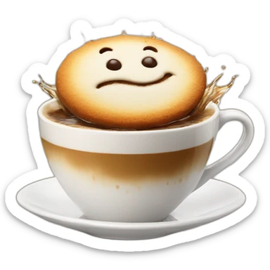 cookie splashing in a cappuccino sticker