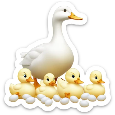 Duck eggs hatching with mama in front and baby ducks and mama duck being excited sticker
