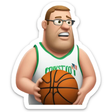 peter griffin shooting a 3 pointer in basketball sticker