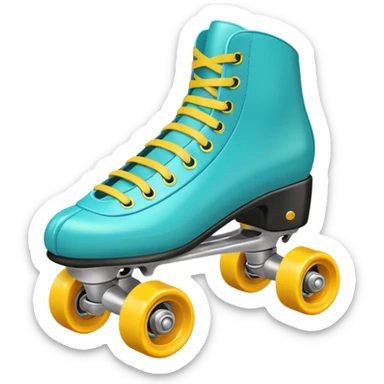turquoise colored roller skate with yellow wheels sticker