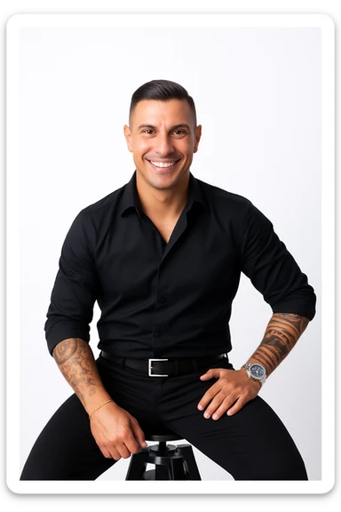 Make the smile more radiant and the expression more positive, in a realistic style, aspect ratio 2:3. sticker