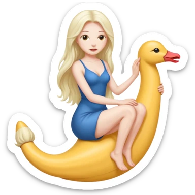 Realistic Nudes big titts woman sitting on a dildo, on the tip of vagina sticker