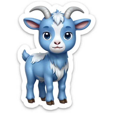 Sad-crying tears-cute-small-full body-blue goat-looking up sticker