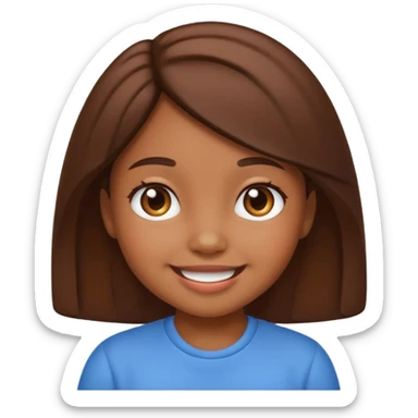 Cute girl kid emoji brown sticker