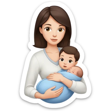 Fit brunette mom with newborn boy sticker