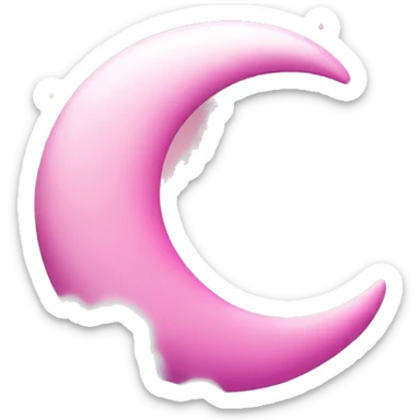 Pink crescent moon with sparkly white clouds sticker