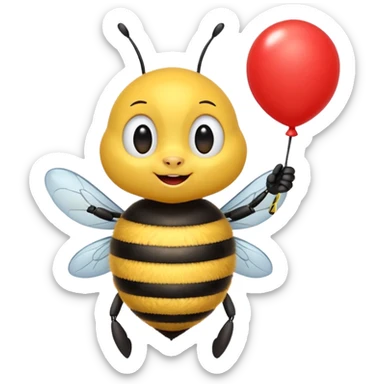 Excited bee carrying balloon sticker