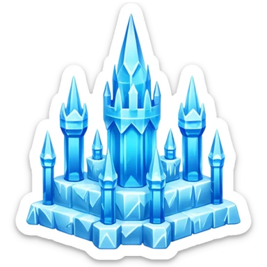 ice palace object icon, crystal ice palace, tall icy towers, transparent blue ice walls, sparkling details, soft glow, 3D cartoon, mobile game icon style, centered, clean background, soft shadow, no text, no watermark



 sticker