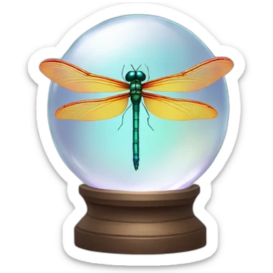 dragonfly on a crystal ball sticker