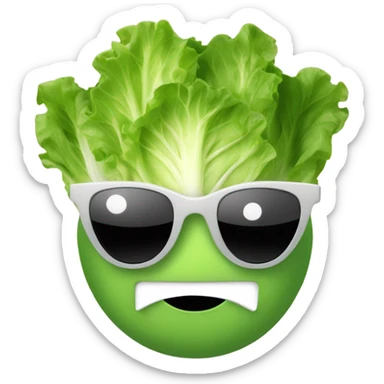 lettuce with a happy face holds a mirror in his hand and looks at it sticker