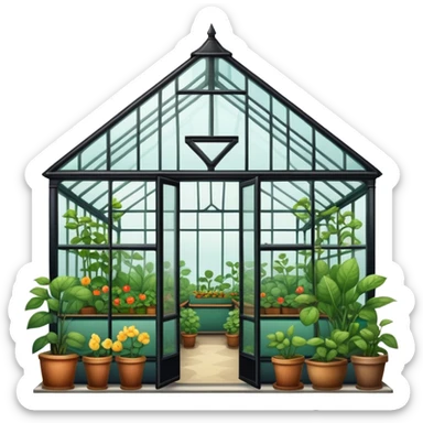 Outside view of an aesthetically pleasing, vintage greenhouse sticker