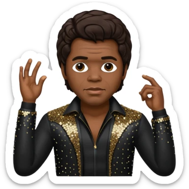James Brown with dark brown hair, black sequin outfit  sticker