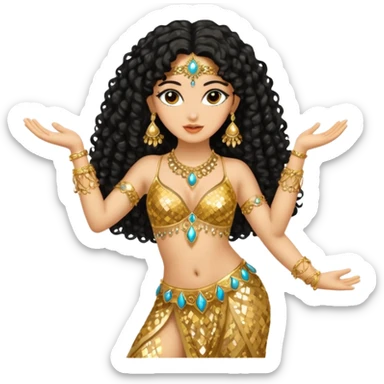 middle eastern belly dancer with black curly hair sticker