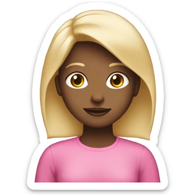 a blonde girl whit a pink nos sticker