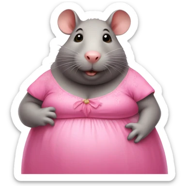 Large obese rat in a pretty pink dress  sticker