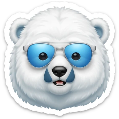 baby Polar bear with blue sun glasses sticker