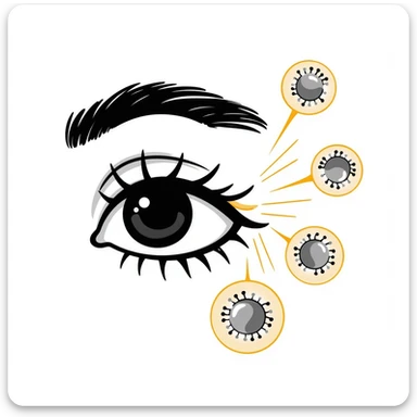 An ethereal eye emitting a golden ray that touches skin cells, showing renewal and regeneration, vitamin A retinol concept sticker