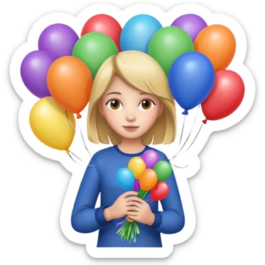 Girl with bouquet of balloons sticker