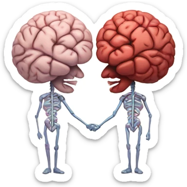 brain and atomic heart holding hands , mental health sticker