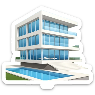 white 3 floor modern luxurious villa sticker