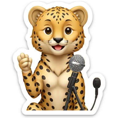 Cheetah with podcast microphone sticker
