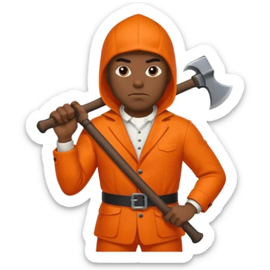 black man executioner in orange suit sticker
